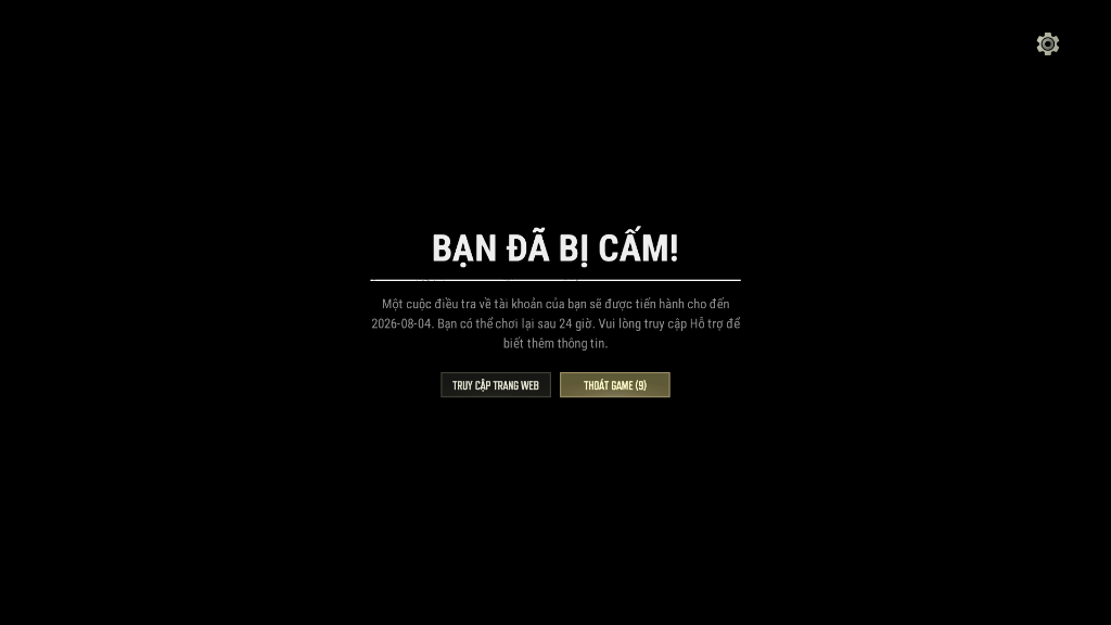 Hình ảnh thông báo bị cấm PUBG 24h